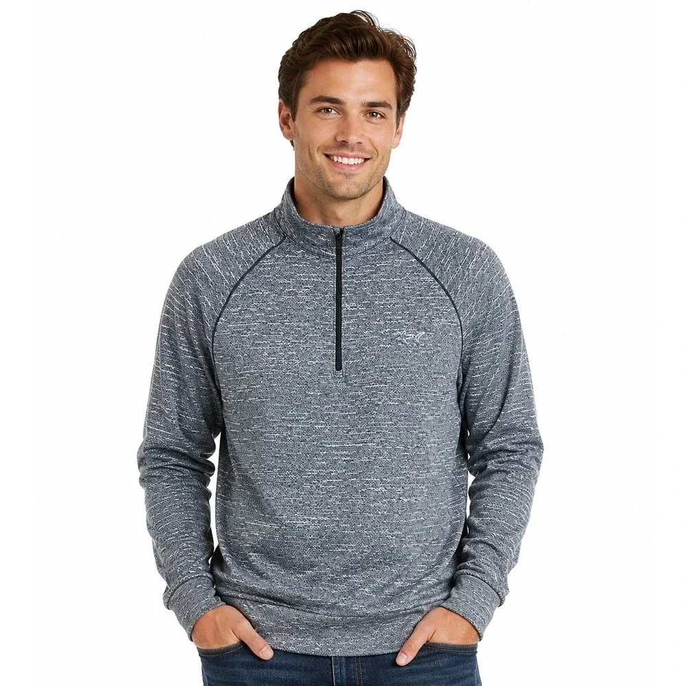 Greg Norman Quarter Zip Pullover Mens Medium Blue Space Dye Golf Athletic Shirt‎